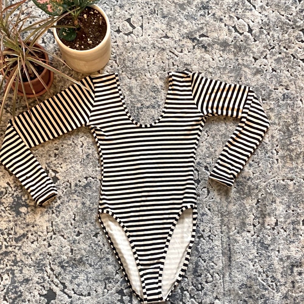 American Apparel Long Sleeve Striped Bodysuit
